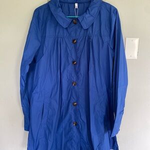 Xersion Blue Trench Coat Water-Repellent Minimalist Design